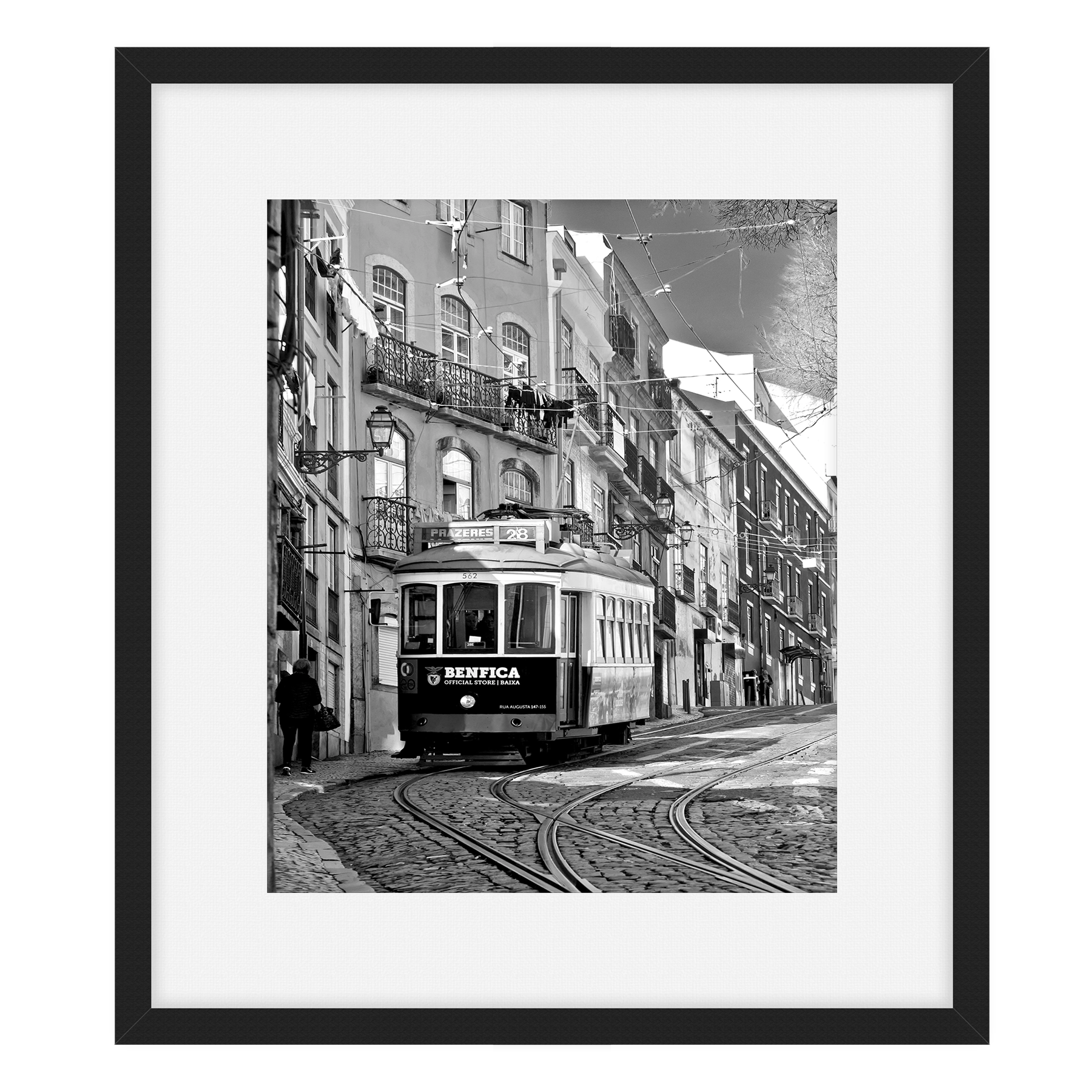 'Lisbon Tram'. Black and white art prints by Stephen Knowles.