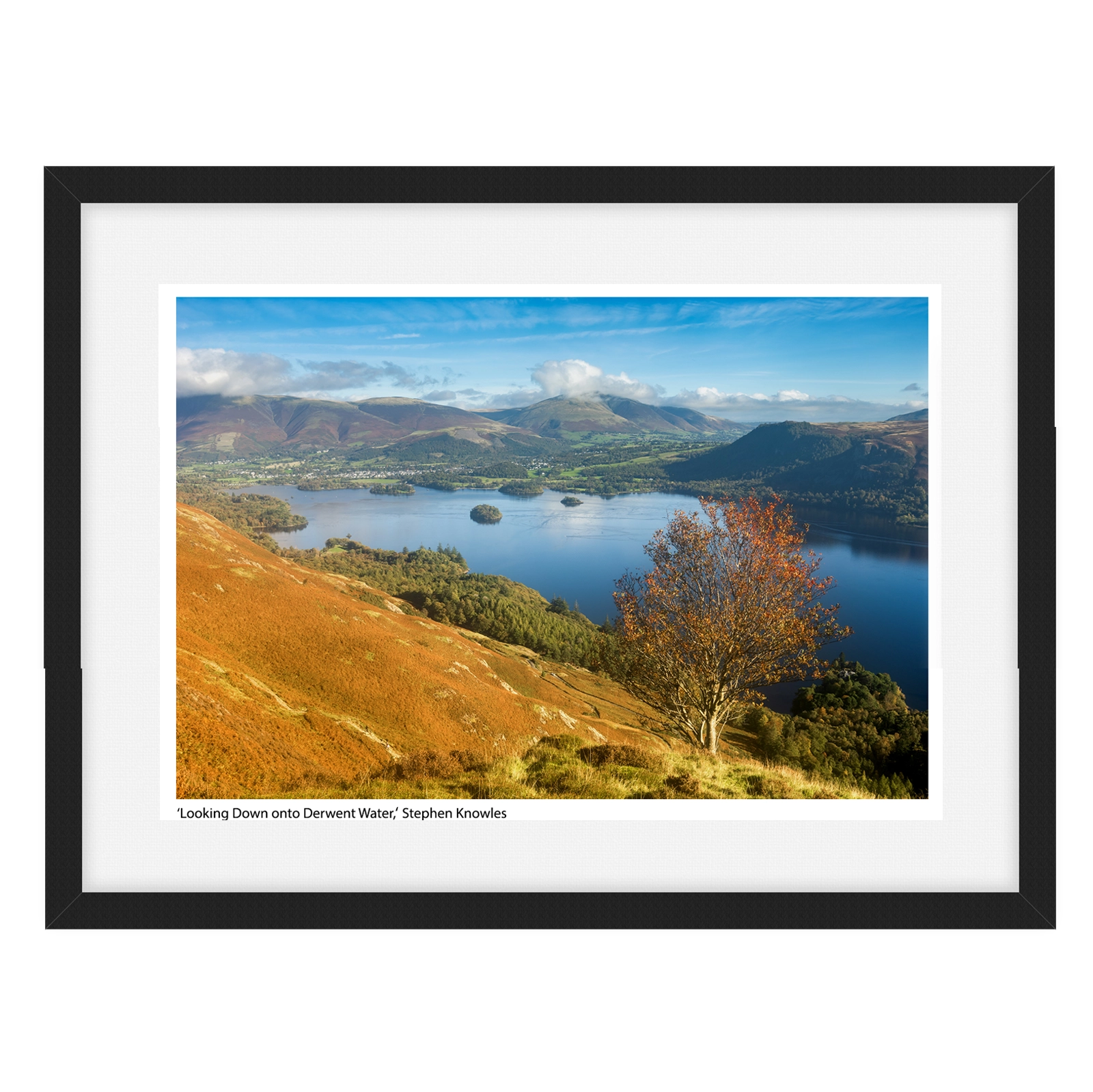 'Looking Down Onto Derwentwater'. Fine artprints and canvas wall art.