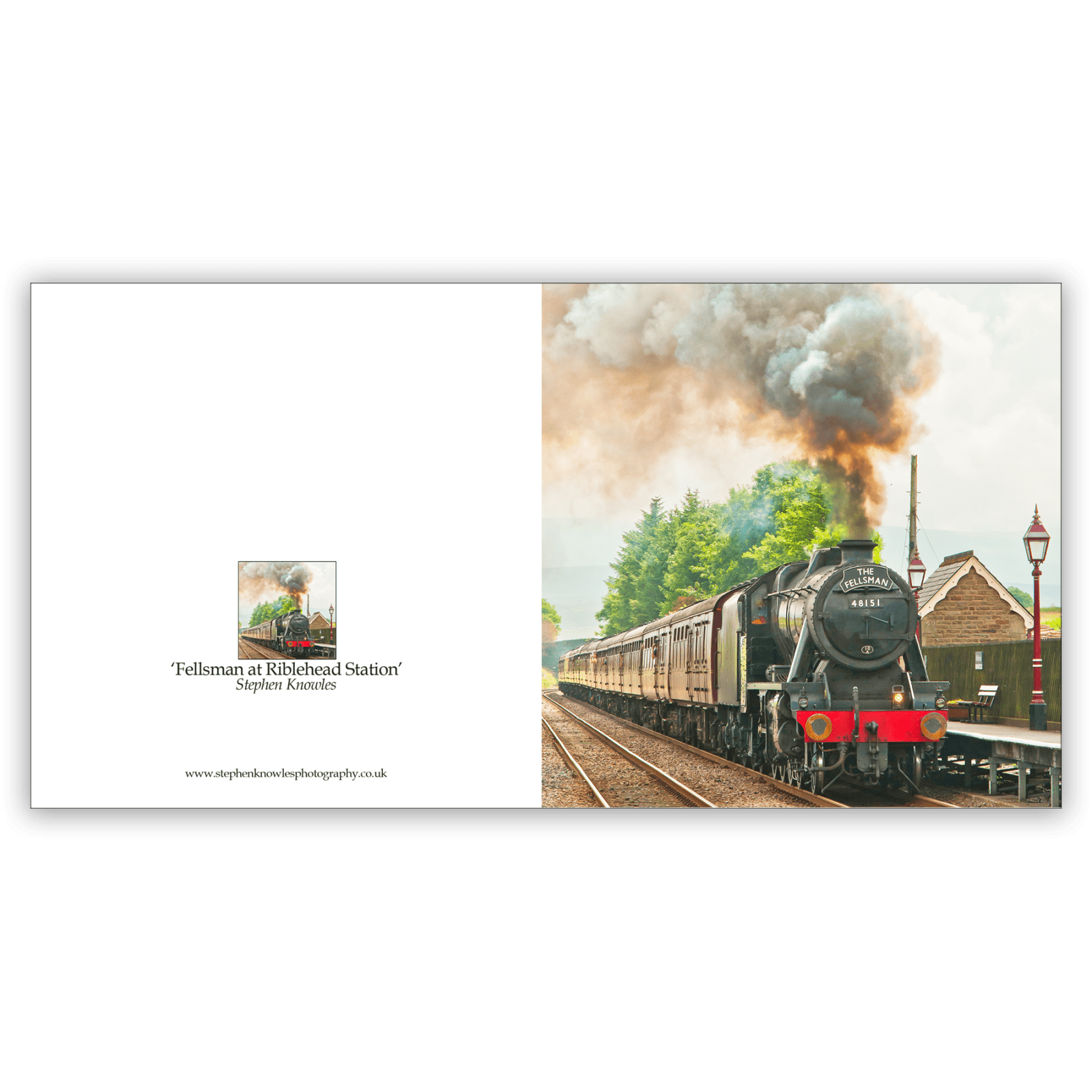 'Fellsman at Ribblehead Station'. Fine art card by Stephen Knowles Photography.