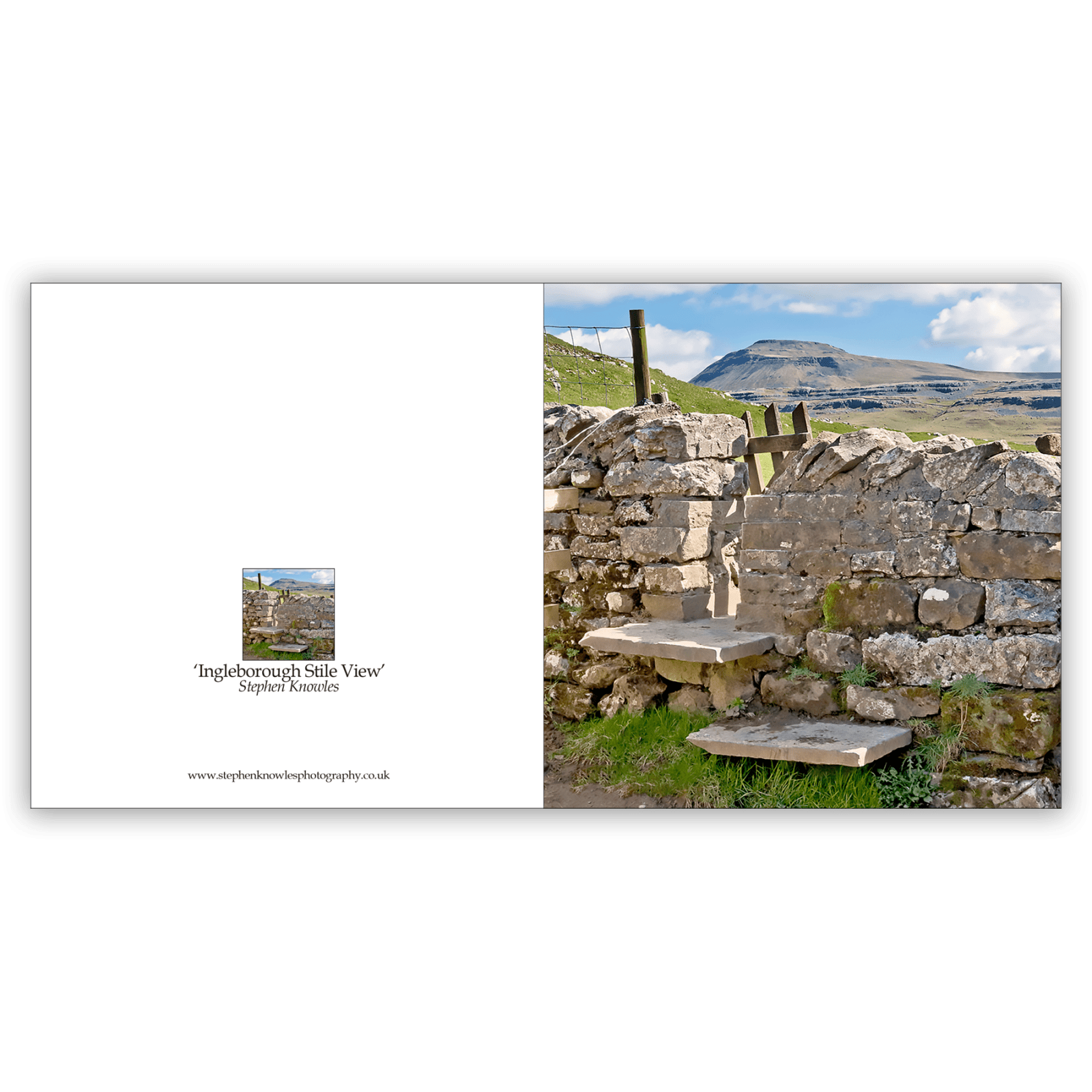 'Ingleborough, Stile View'. Fine art card by Stephen Knowles Photography.